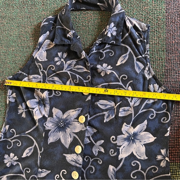 Vtg 90s California Krush Blue Purple Floral Maxi Dress Back Detail - Size 8 - Picture 3 of 6